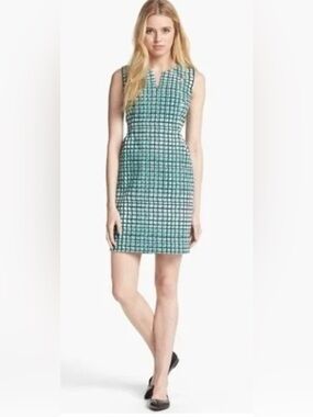 Kate Spade New York Green Geometric Textured Sheath Dress Size 4